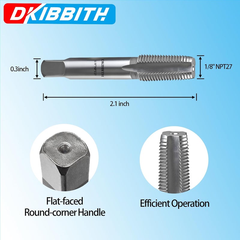DKIBBITH 2-Piece 1/8" NPT Pipe Tap Set Carbon Steel Hand Threading Tool for Assorted Plumbers Mechanics DIY Thread cutting tools. - Image 2